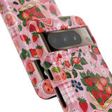 Strawberry Collage Phone Case - Pink Trendy Aesthetic Protective Phone Cover for iPhone, Samsung, Pixel