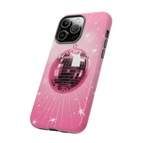 Disco Ball Phone Case - Pink Trendy Retro Mirror Ball Protective Phone Cover for iPhone, Samsung, Pixel