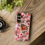 Strawberry Collage Phone Case - Pink Trendy Aesthetic Protective Phone Cover for iPhone, Samsung, Pixel