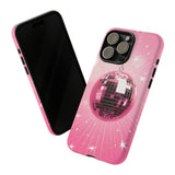 Disco Ball Phone Case - Pink Trendy Retro Mirror Ball Protective Phone Cover for iPhone, Samsung, Pixel