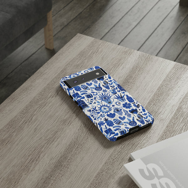 Blue State of Life Phone Case - Trendy Navy Blue Collage Protective Phone Cover for iPhone, Samsung, Pixel