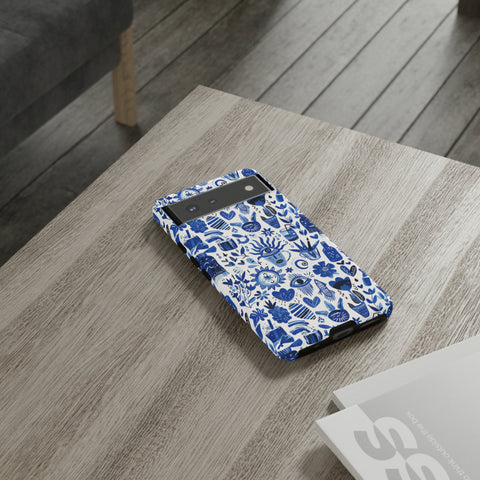 Blue State of Life Phone Case - Trendy Navy Blue Collage Protective Phone Cover for iPhone, Samsung, Pixel