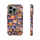 Citrus Coast Collage Phone Case - Blue Orange Trendy Coastal Art Protective Phone Cover for iPhone, Samsung, Pixel