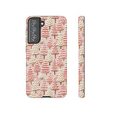 Pink Christmas Trees 3D Embroidery Phone Case for iPhone, Samsung, Pixel Samsung Galaxy S21 FE / Glossy