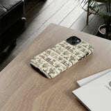 Bookshelf Phone Case - Neutral Beige Books and Plants Protective Cover for iPhone, Samsung, Pixel