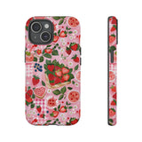 Strawberry Collage Phone Case - Pink Trendy Aesthetic Protective Phone Cover for iPhone, Samsung, Pixel