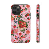 Strawberry Collage Phone Case - Pink Trendy Aesthetic Protective Phone Cover for iPhone, Samsung, Pixel