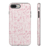 Pink Floral Bow Phone Case - Preppy Bows Protective Phone Cover for iPhone, Samsung, Pixel