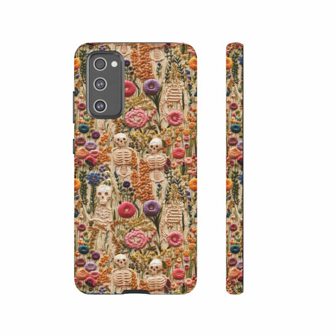 Skeletons in Bloom Garden 3D Aesthetic Phone Case for iPhone, Samsung, Pixel