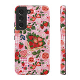 Strawberry Collage Phone Case - Pink Trendy Aesthetic Protective Phone Cover for iPhone, Samsung, Pixel