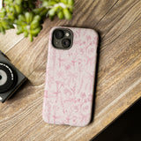 Pink Floral Bow Phone Case - Preppy Bows Protective Phone Cover for iPhone, Samsung, Pixel