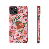 Strawberry Collage Phone Case - Pink Trendy Aesthetic Protective Phone Cover for iPhone, Samsung, Pixel