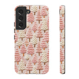 Pink Christmas Trees 3D Embroidery Phone Case for iPhone, Samsung, Pixel