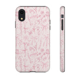 Pink Floral Bow Phone Case - Preppy Bows Protective Phone Cover for iPhone, Samsung, Pixel