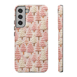 Pink Christmas Trees 3D Embroidery Phone Case for iPhone, Samsung, Pixel Samsung Galaxy S22 Plus / Glossy