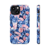 Beachy Blue Collage Phone Case - Trendy Navy Blue and Pink Aesthetic Protective Phone Cover for iPhone, Samsung, Pixel