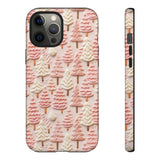 Pink Christmas Trees 3D Embroidery Phone Case for iPhone, Samsung, Pixel iPhone 12 Pro Max / Glossy