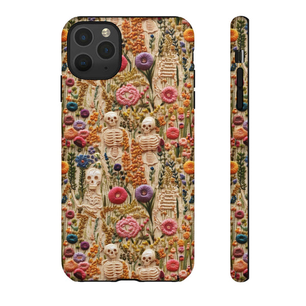 Skeletons in Bloom Garden 3D Aesthetic Phone Case for iPhone, Samsung, Pixel