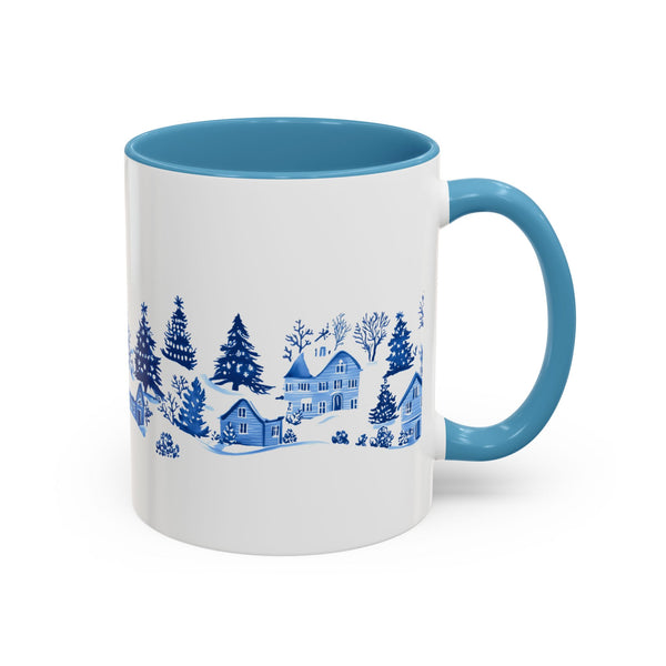 Blue Winter Village Art Mug - Holiday Christmas Cup Gift for Coffee, Tea, Hot Cocoa
