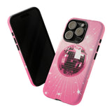 Disco Ball Phone Case - Pink Trendy Retro Mirror Ball Protective Phone Cover for iPhone, Samsung, Pixel