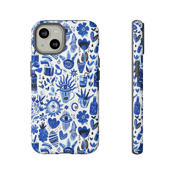 Blue State of Life Phone Case - Trendy Navy Blue Collage Protective Phone Cover for iPhone, Samsung, Pixel