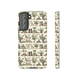 Bookshelf Phone Case - Neutral Beige Books and Plants Protective Cover for iPhone, Samsung, Pixel