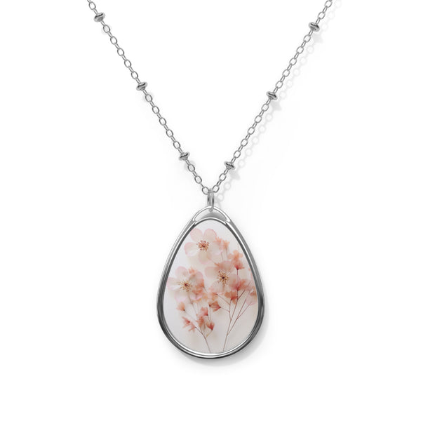 Pink Baby Breath Necklace - Dainty Pressed Flower Pendant Necklace