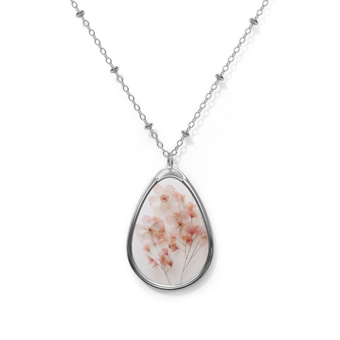 Pink Baby Breath Necklace - Dainty Pressed Flower Pendant Necklace