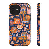 Citrus Coast Collage Phone Case - Blue Orange Trendy Coastal Art Protective Phone Cover for iPhone, Samsung, Pixel