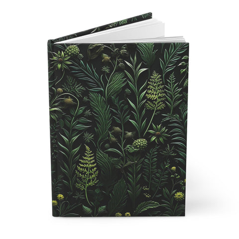 Dark Green Botanical Embroidery Print Aesthetic Notebook