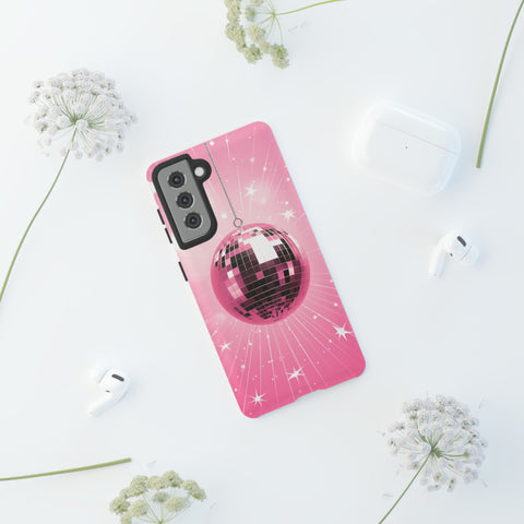 Disco Ball Phone Case - Pink Trendy Retro Mirror Ball Protective Phone Cover for iPhone, Samsung, Pixel