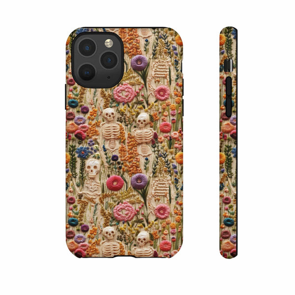 Skeletons in Bloom Garden 3D Aesthetic Phone Case for iPhone, Samsung, Pixel