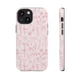 Pink Floral Bow Phone Case - Preppy Bows Protective Phone Cover for iPhone, Samsung, Pixel