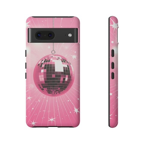 Disco Ball Phone Case - Pink Trendy Retro Mirror Ball Protective Phone Cover for iPhone, Samsung, Pixel
