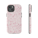 Pink Floral Bow Phone Case - Preppy Bows Protective Phone Cover for iPhone, Samsung, Pixel