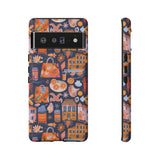 Citrus Coast Collage Phone Case - Blue Orange Trendy Coastal Art Protective Phone Cover for iPhone, Samsung, Pixel