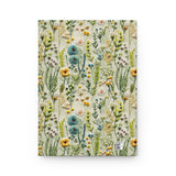 Green Meadow Wildflowers Embroidery Journal - Hardcover Blank Notebook