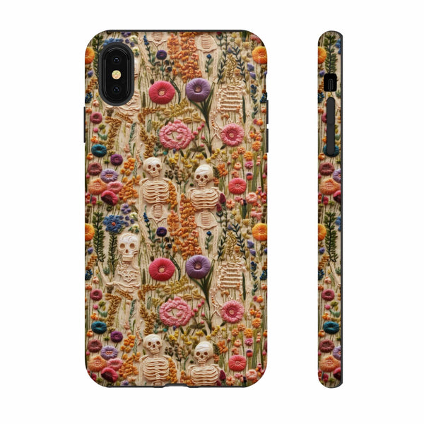 Skeletons in Bloom Garden 3D Aesthetic Phone Case for iPhone, Samsung, Pixel