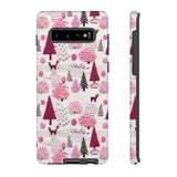 Pink Winter Woodland Aesthetic Embroidery Phone Case for iPhone, Samsung, Pixel Samsung Galaxy S10 Plus / Glossy