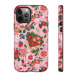 Strawberry Collage Phone Case - Pink Trendy Aesthetic Protective Phone Cover for iPhone, Samsung, Pixel