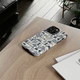 Bookshelf Phone Case - Blue and White Floral Books Protective Cover for iPhone, Samsung, Pixel