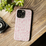 Pink Floral Bow Phone Case - Preppy Bows Protective Phone Cover for iPhone, Samsung, Pixel