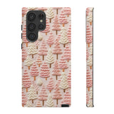 Pink Christmas Trees 3D Embroidery Phone Case for iPhone, Samsung, Pixel Samsung Galaxy S22 Ultra / Glossy