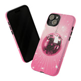 Disco Ball Phone Case - Pink Trendy Retro Mirror Ball Protective Phone Cover for iPhone, Samsung, Pixel