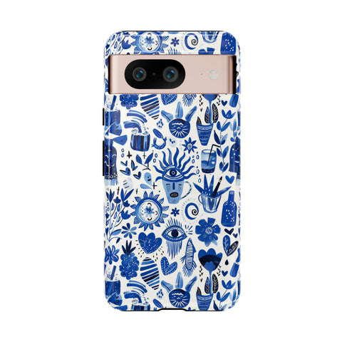 Blue State of Life Phone Case - Trendy Navy Blue Collage Protective Phone Cover for iPhone, Samsung, Pixel