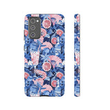 Beachy Blue Collage Phone Case - Trendy Navy Blue and Pink Aesthetic Protective Phone Cover for iPhone, Samsung, Pixel