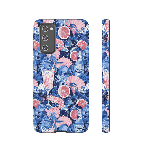 Beachy Blue Collage Phone Case - Trendy Navy Blue and Pink Aesthetic Protective Phone Cover for iPhone, Samsung, Pixel