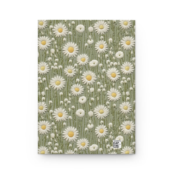 Green Wildflower Daisy Journal - Hardcover Blank Lined Notebook