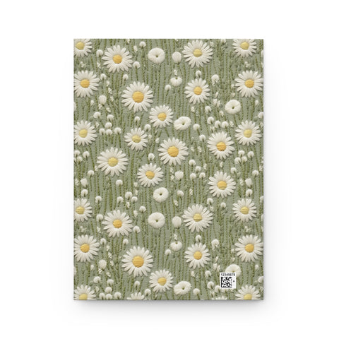 Green Wildflower Daisy Journal - Hardcover Blank Lined Notebook