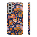 Citrus Coast Collage Phone Case - Blue Orange Trendy Coastal Art Protective Phone Cover for iPhone, Samsung, Pixel